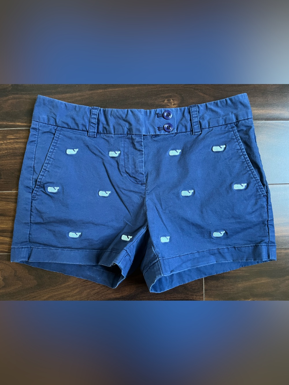 Vineyard Vines Women’s Navy Shorts w/ Embroidered Whale Logo, 0, EUC